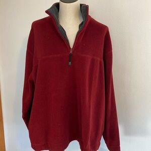St. John's Bay Men Plush Fleece 1/4 Zip Pullover Sweater Red Size L